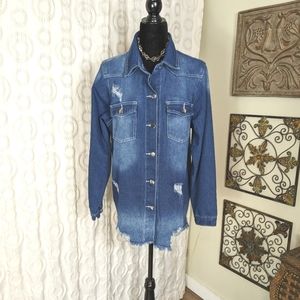 Jeans Distressed Jean Jacket 🧥 Sz Large